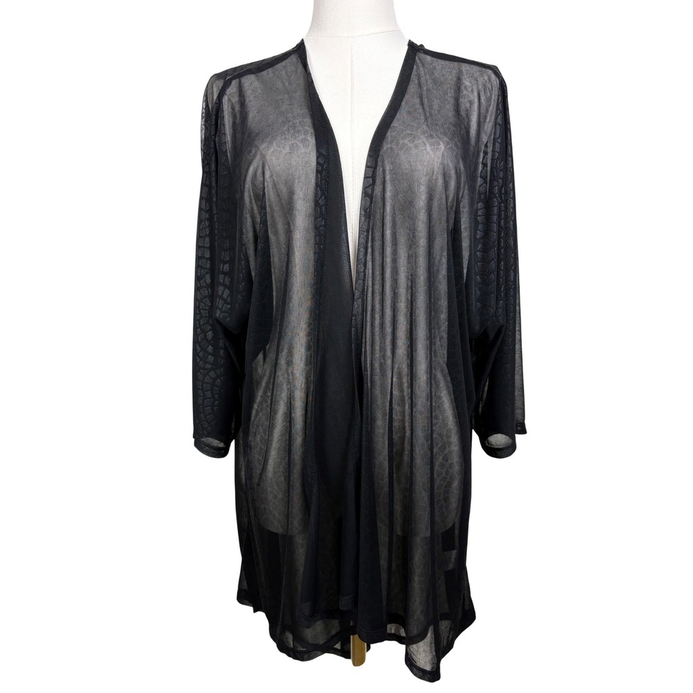 Black Sheer Mesh Kimono Duster Whimsigoth Fairycore Gothic Boho Cardigan Medium